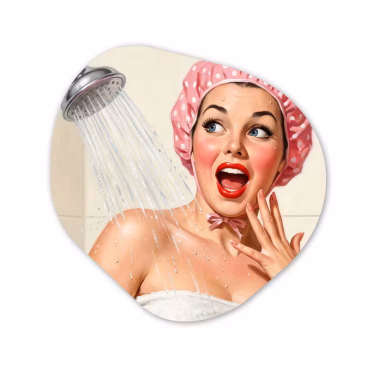 Vrouw - Douche - Roze Wandcirkel Organisch Forex 3mm klein -3d