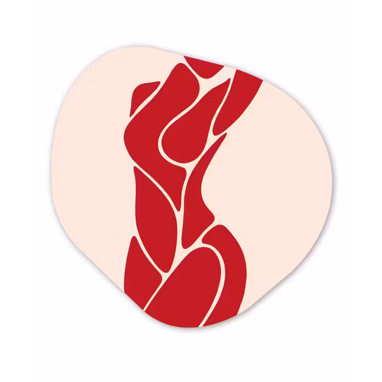 Vrouw - Figuur - Abstract - Modern - Rood Wandcirkel Organisch Forex 3mm klein -3d