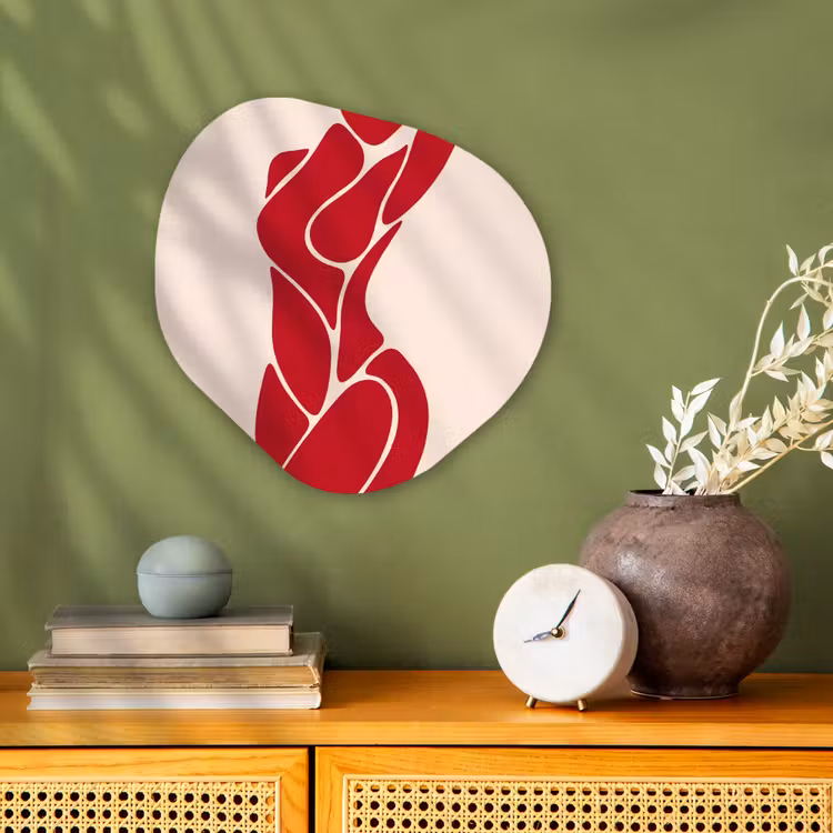 Vrouw - Figuur - Abstract - Modern - Rood Wandcirkel Organisch Forex 3mm klein -sfeer2