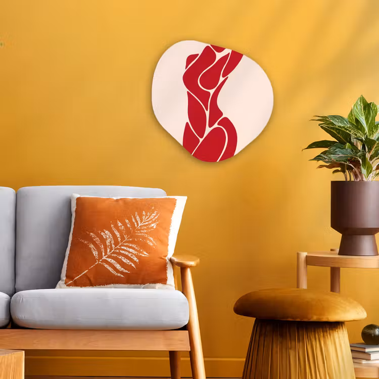Vrouw - Figuur - Abstract - Modern - Rood Wandcirkel Organisch Forex 3mm klein -sfeer4