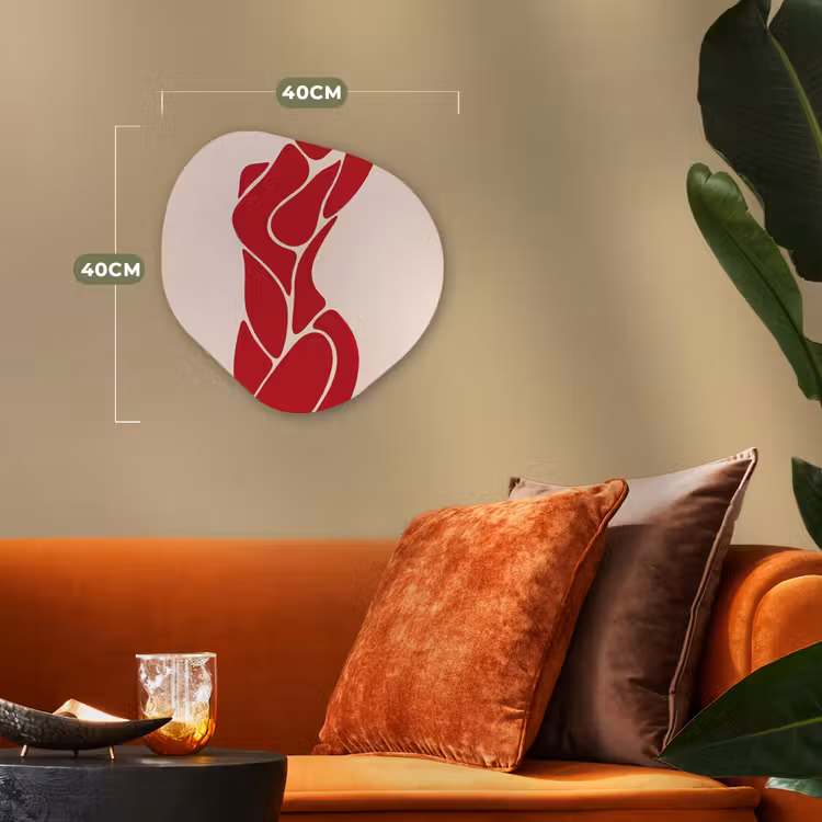 Vrouw - Figuur - Abstract - Modern - Rood Wandcirkel Organisch Forex 3mm klein -sfeer3