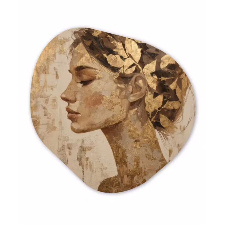 Vrouw - Goud - Abstract - Textuur Wandcirkel Organisch Forex 3mm klein -3d