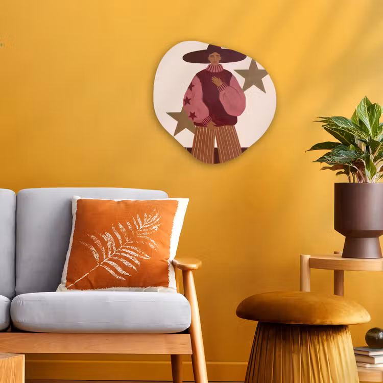 Vrouw - Hoed - Abstract - Modern - Portret Wandcirkel Organisch Forex 3mm klein -sfeer4