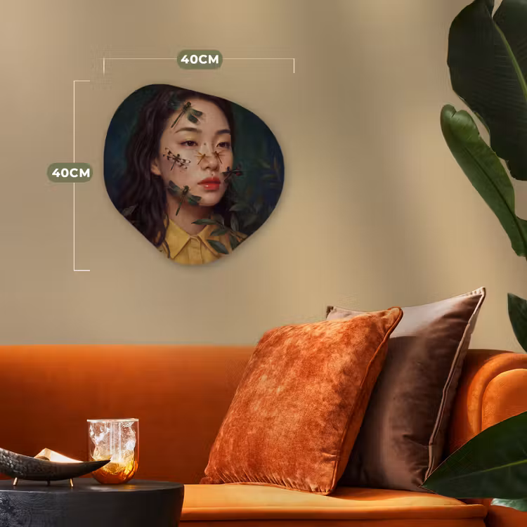 Vrouw - Insecten - Natuur - Portret - Groen Wandcirkel Organisch Forex 3mm klein -sfeer3