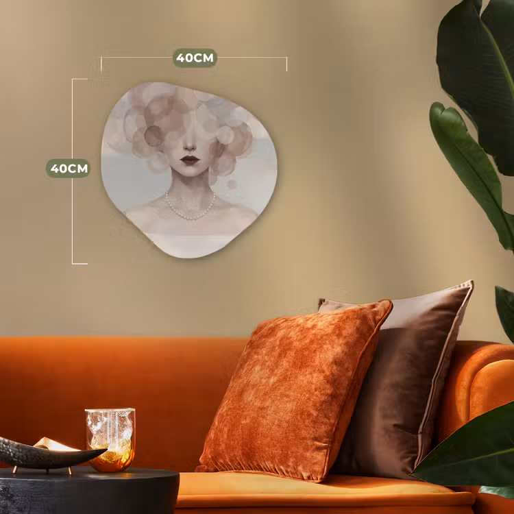Vrouw - Cirkels - Beige Wandcirkel Organisch Forex 3mm klein -sfeer3
