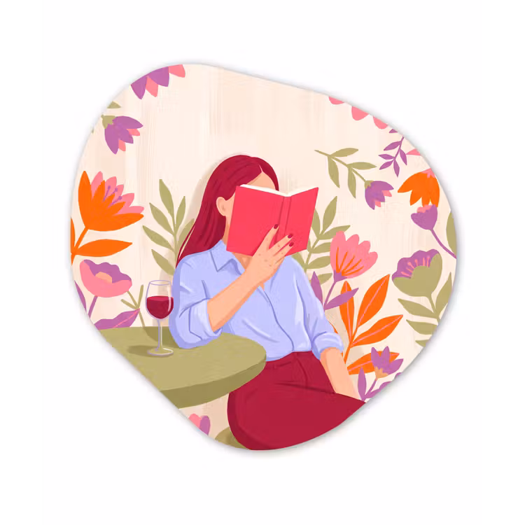 Vrouw - Lezen - Thuis - Modern - Bloemen Wandcirkel Organisch Forex 3mm klein -3d