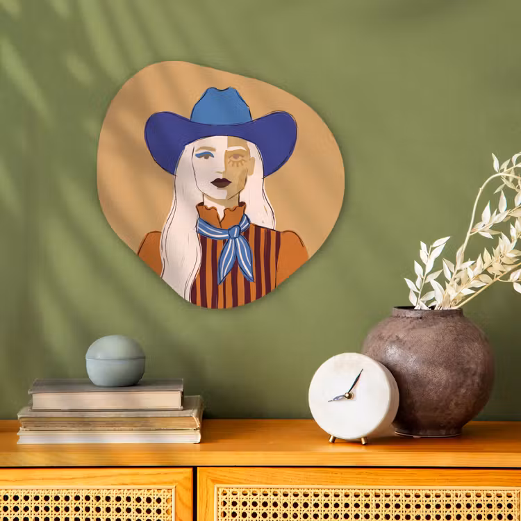 Vrouw - Portret - Abstract - Kleurrijk - Modern Wandcirkel Organisch Forex 3mm klein -sfeer2