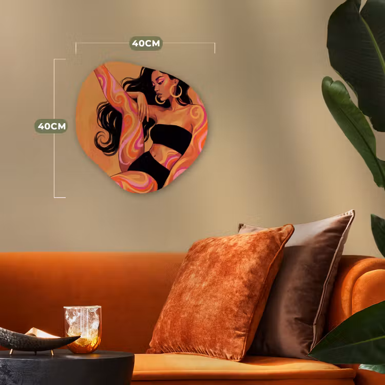 Vrouw - Portret - Abstract - Modern - Kleurrijk Wandcirkel Organisch Forex 3mm klein -sfeer3