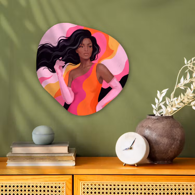 Vrouw - Portret - Kleurrijk - Modern - Kunst Wandcirkel Organisch Forex 3mm klein -sfeer2