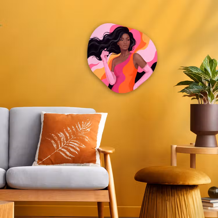 Vrouw - Portret - Kleurrijk - Modern - Kunst Wandcirkel Organisch Forex 3mm klein -sfeer4