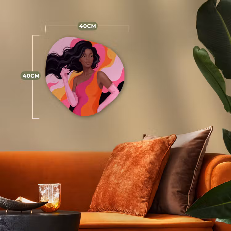 Vrouw - Portret - Kleurrijk - Modern - Kunst Wandcirkel Organisch Forex 3mm klein -sfeer3