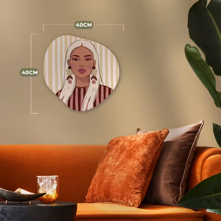 Vrouw - Portret - Illustratie - Modern - Roze Wandcirkel Organisch Forex 3mm klein -sfeer3
