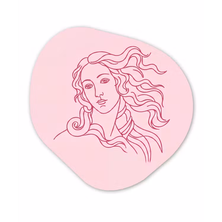 Vrouw - Portret - Klassiek - Line-art - Roze Wandcirkel Organisch Forex 3mm klein -3d
