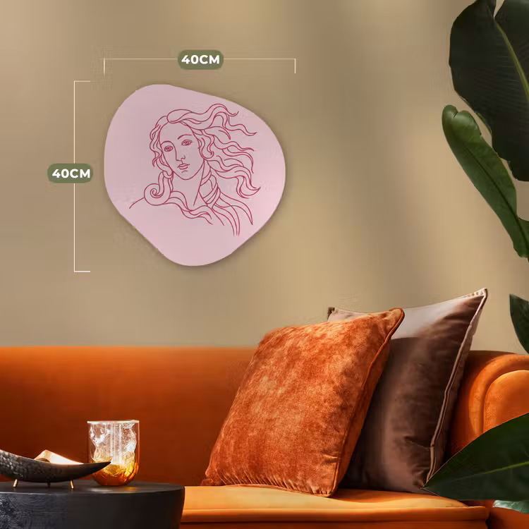 Vrouw - Portret - Klassiek - Line-art - Roze Wandcirkel Organisch Forex 3mm klein -sfeer3