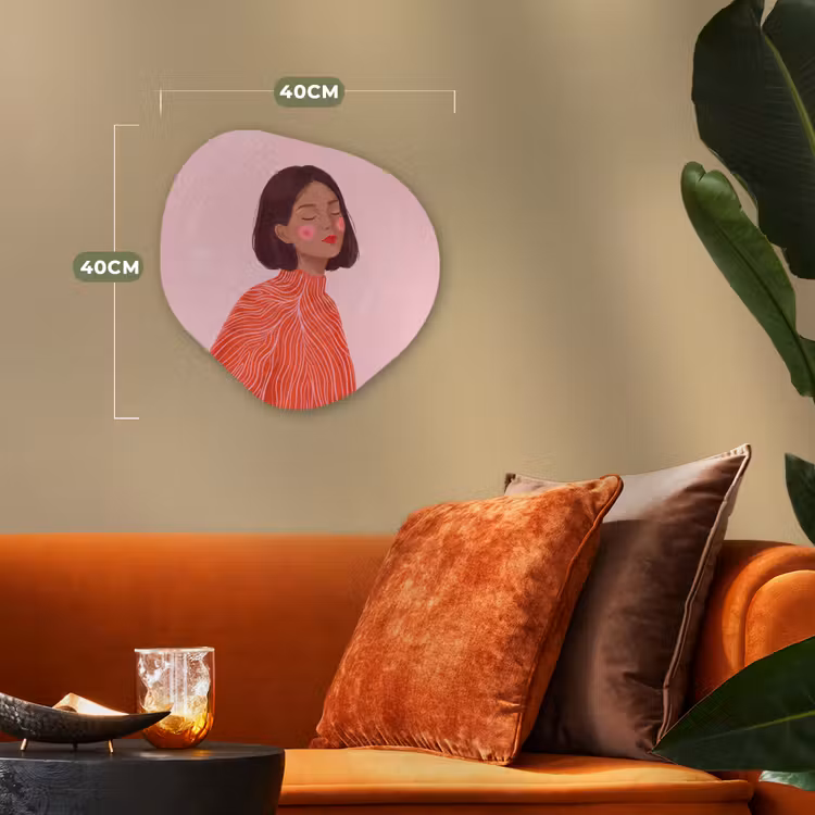 Vrouw - Portret - Modern - Kunst - Roze Wandcirkel Organisch Forex 3mm klein -sfeer3