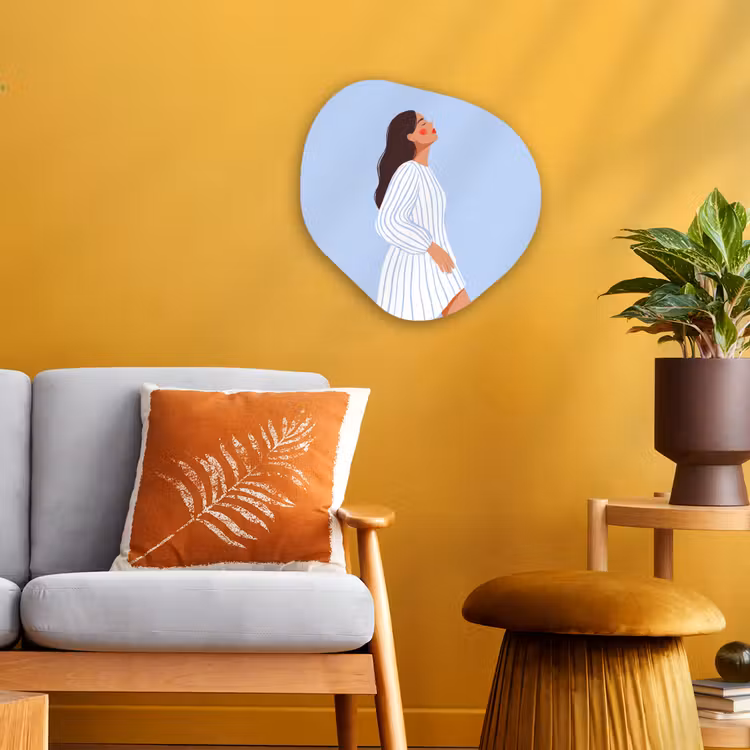 Vrouw - Profiel - Rust - Modern - Illustratie Wandcirkel Organisch Forex 3mm klein -sfeer4