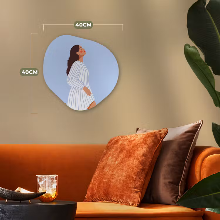 Vrouw - Profiel - Rust - Modern - Illustratie Wandcirkel Organisch Forex 3mm klein -sfeer3