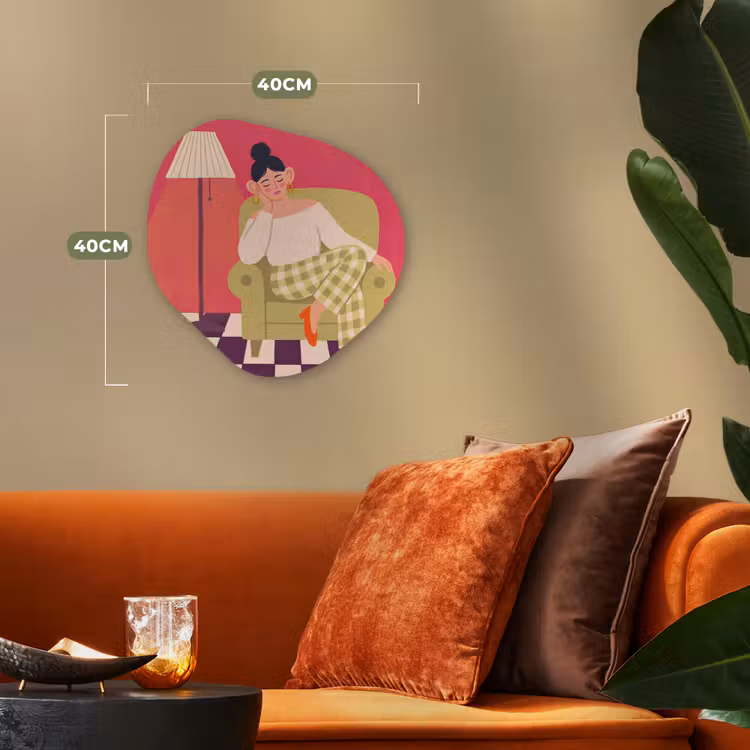 Vrouw - Rust - Interieur - Modern - Kunst Wandcirkel Organisch Forex 3mm klein -sfeer3