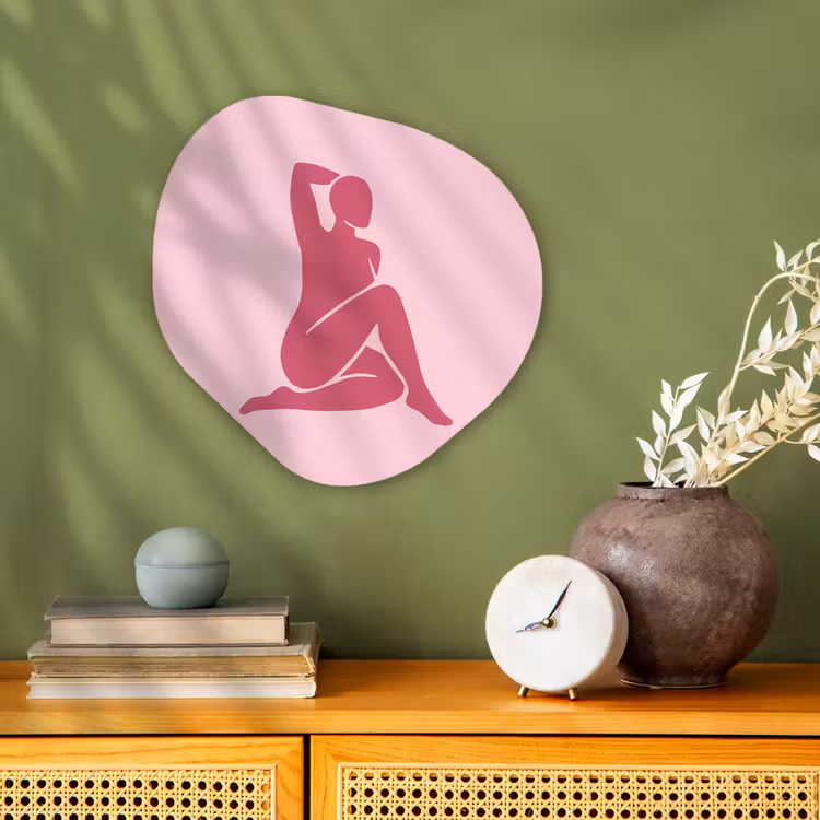 Vrouw - Silhouet - Abstract - Modern - Roze Wandcirkel Organisch Forex 3mm klein -sfeer2