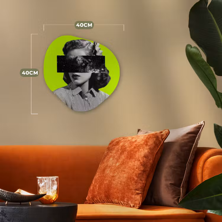 Vrouw - Sterrenhemel - Groen Wandcirkel Organisch Forex 3mm klein -sfeer3
