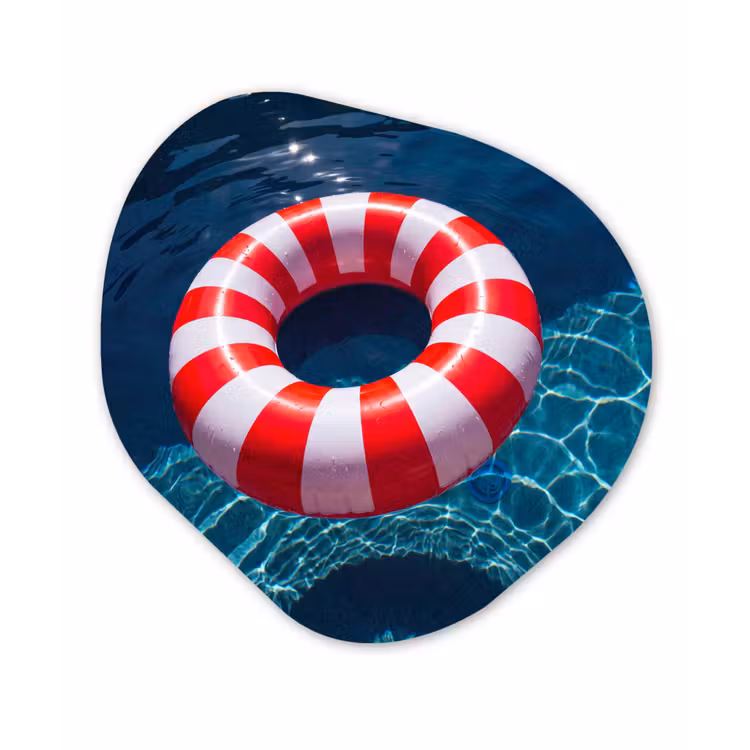 Recreatie - Water - Zomer - Rood - Wit Wandcirkel Organisch Forex 3mm klein -3d