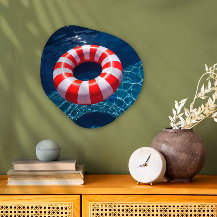Recreatie - Water - Zomer - Rood - Wit Wandcirkel Organisch Forex 3mm klein -sfeer2