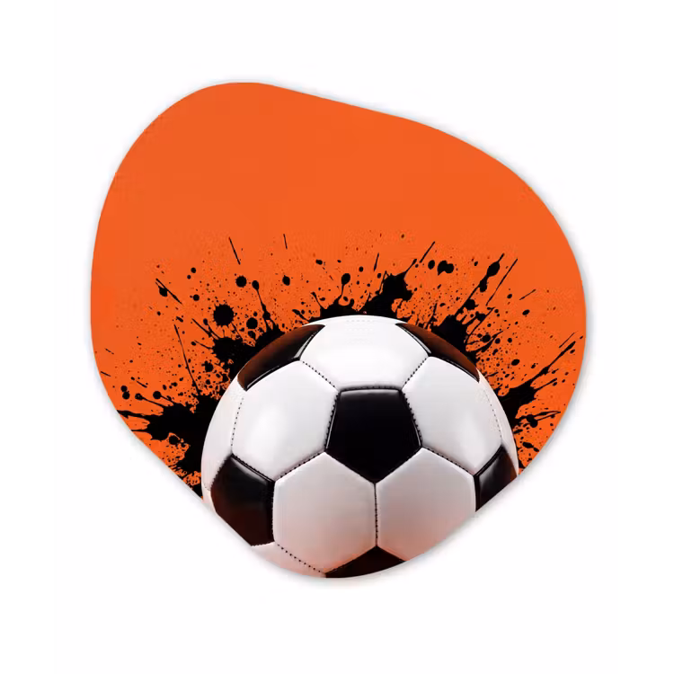 Voetbal - Verf - Sport - Oranje Wandcirkel Organisch Forex 3mm klein -3d