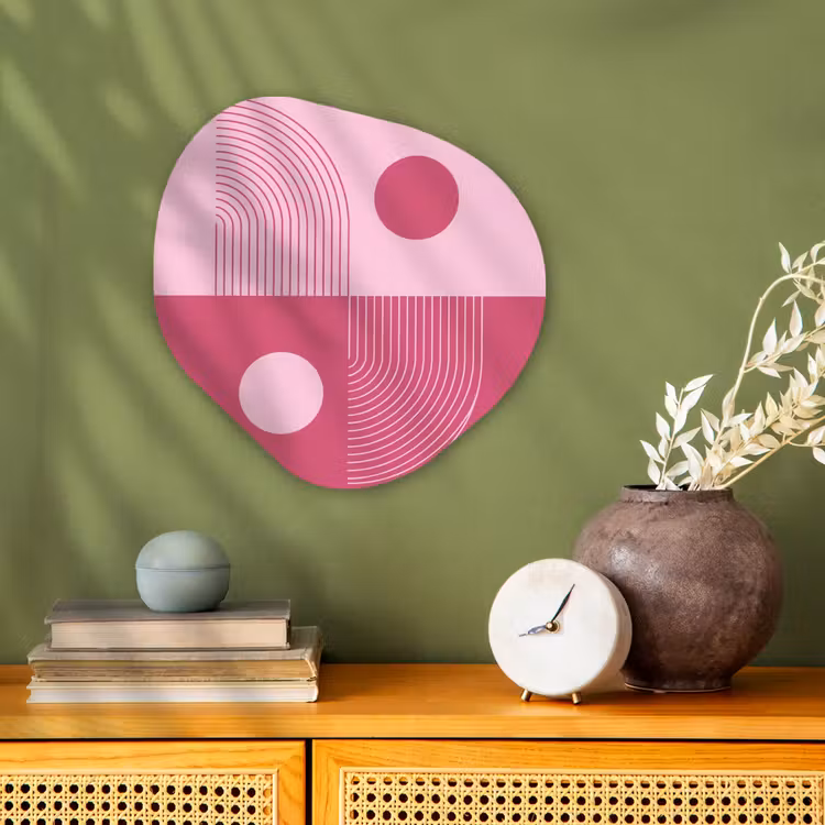 Geometrie - Patroon - Abstract - Roze - Modern Wandcirkel Organisch Forex 3mm klein -sfeer2