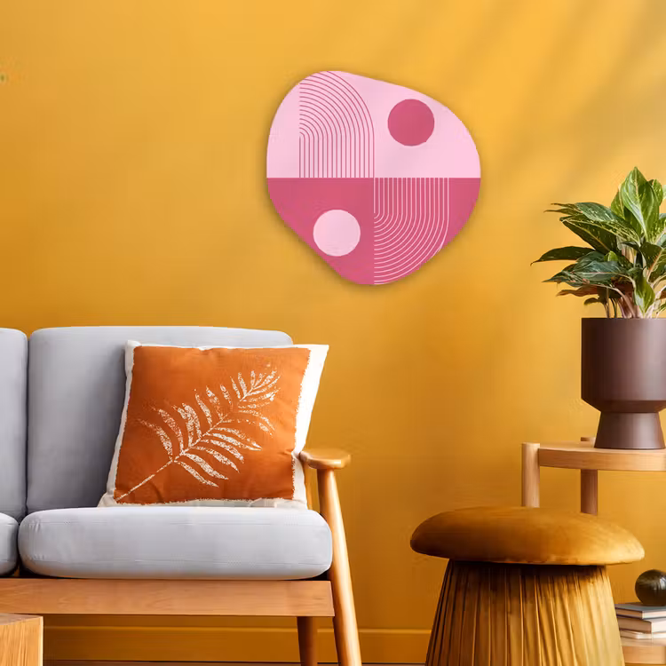 Geometrie - Patroon - Abstract - Roze - Modern Wandcirkel Organisch Forex 3mm klein -sfeer4