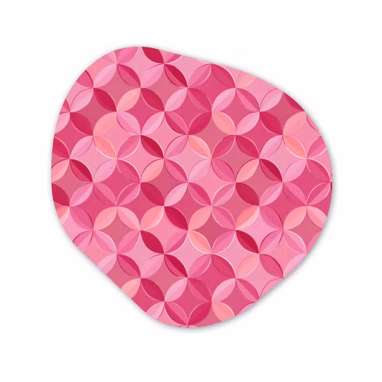 Geometrisch - Mozaïek - Modern - Roze Wandcirkel Organisch Forex 3mm klein 629 -3d