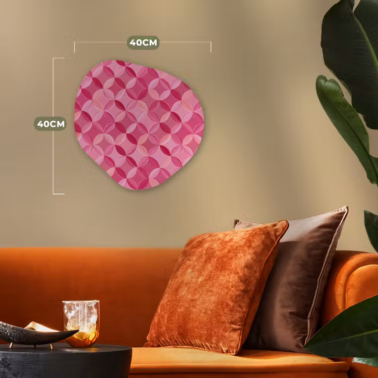 Geometrisch - Mozaïek - Modern - Roze Wandcirkel Organisch Forex 3mm klein 629 -sfeer3