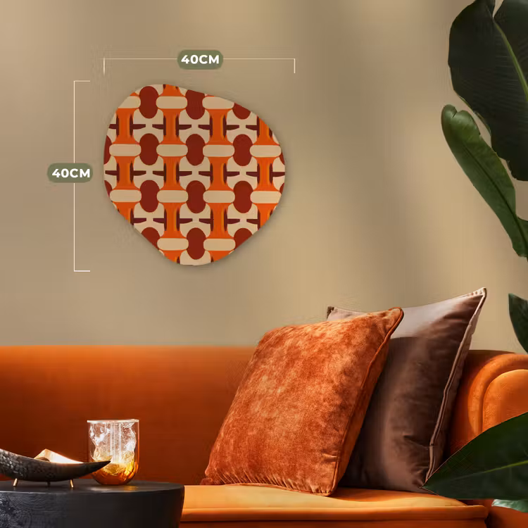 Geometrisch - Retro - Oranje Wandcirkel Organisch Forex 3mm klein 629 -sfeer3