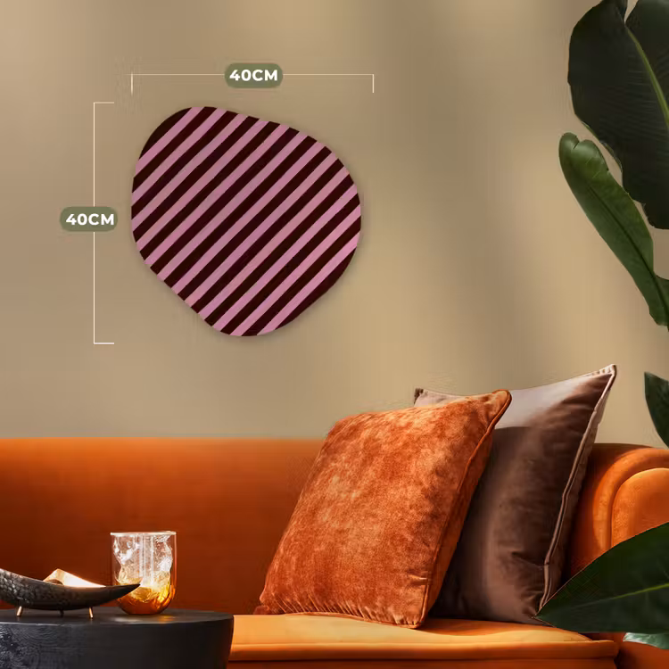 Strepen - Roze - Bruin Wandcirkel Organisch Forex 3mm klein 629 -sfeer3