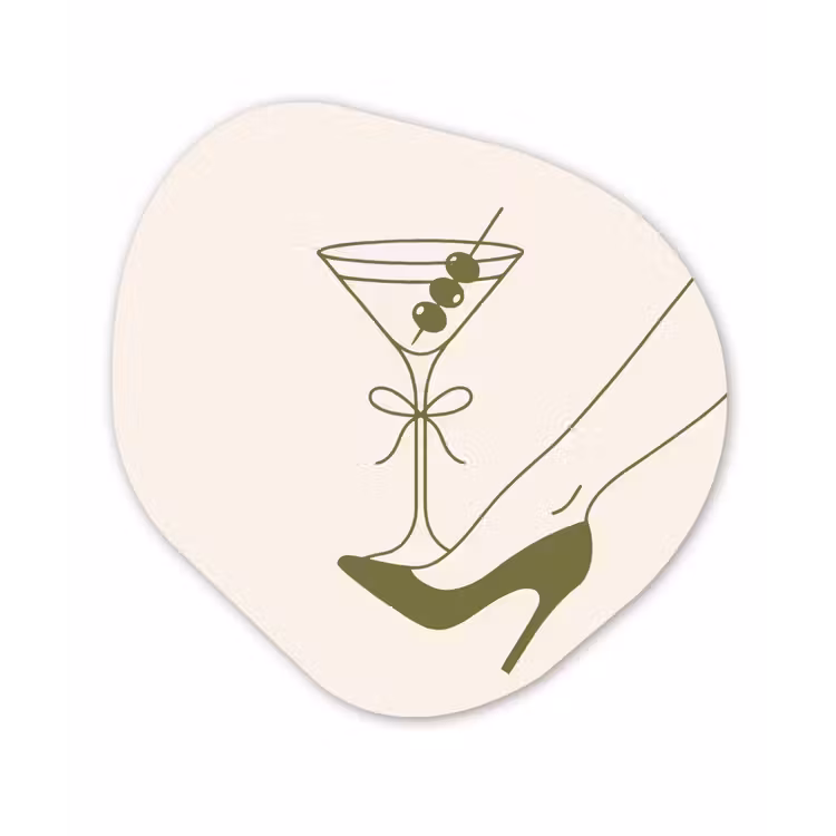 Drank - Martini - Hoge hak - Mode - Groen Wandcirkel Organisch Forex 3mm klein -3d