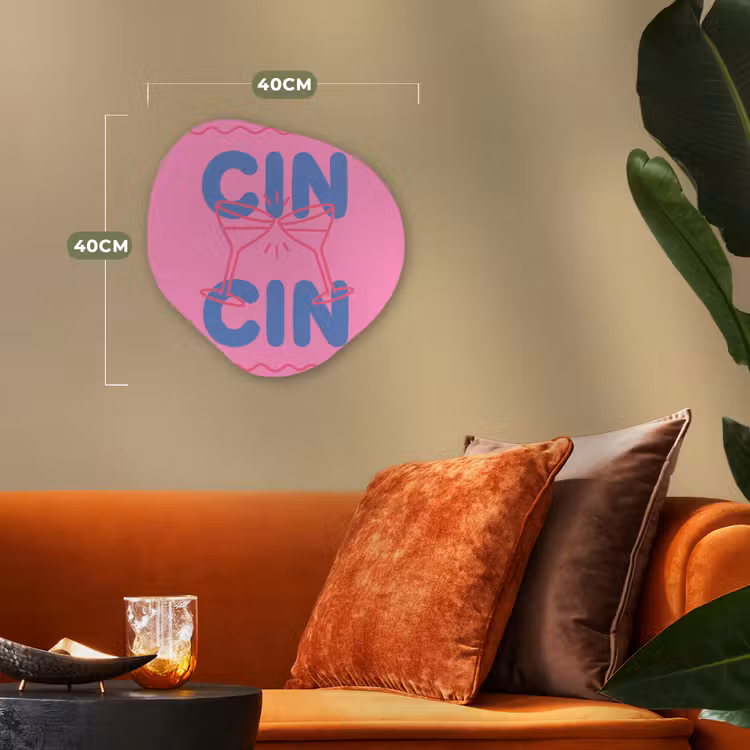 Drank - Glazen - Proost - Modern - Roze Wandcirkel Organisch Forex 3mm klein -sfeer3