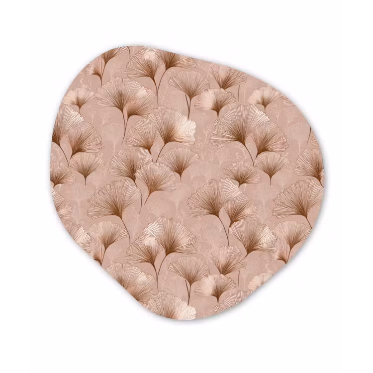 Ginkgo - Patroon - Roze Wandcirkel Organisch Forex 3mm klein 629 -3d