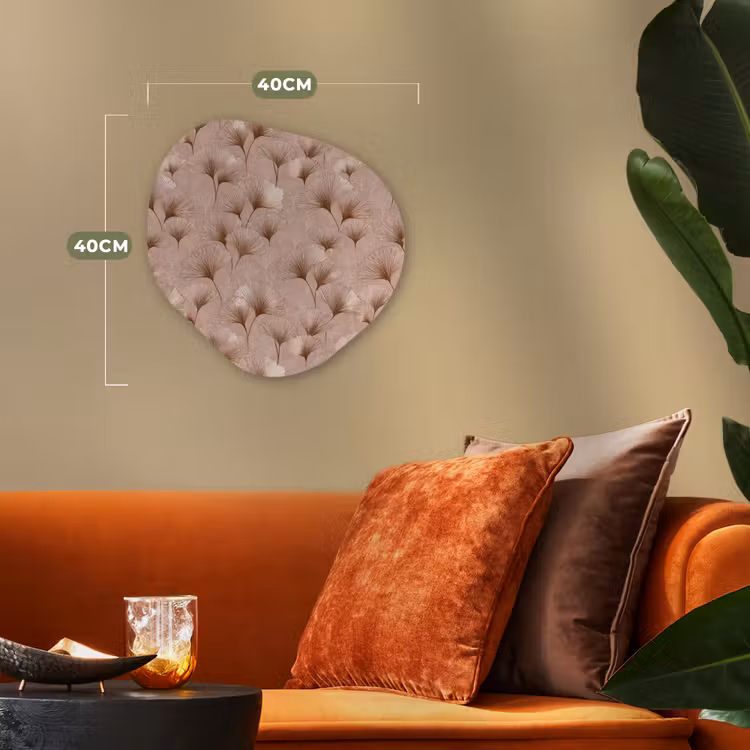 Ginkgo - Patroon - Roze Wandcirkel Organisch Forex 3mm klein 629 -sfeer3