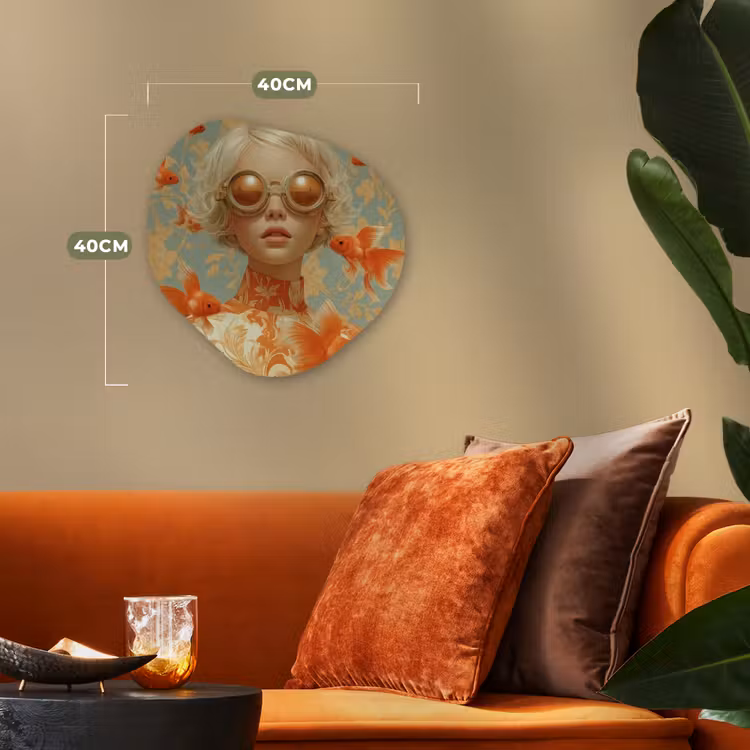 Goudvissen - Oranje - Vrouw - Blond Wandcirkel Organisch Forex 3mm klein -sfeer3