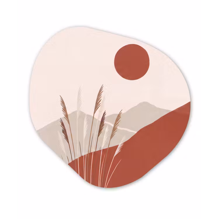 Gras - Landschap - Natuur - Abstract - Beige Wandcirkel Organisch Forex 3mm klein -3d