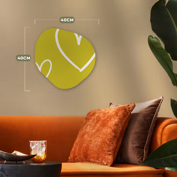 Groen - Hartjes - Wit Wandcirkel Organisch Forex 3mm klein -sfeer3
