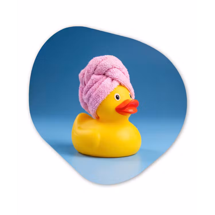 Badeend - Handdoek - Blauw Wandcirkel Organisch Forex 3mm klein -3d