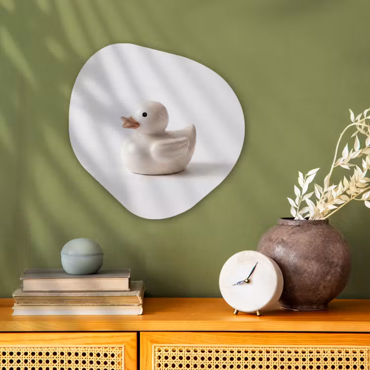 Badeend - Minimalistisch - Wit Wandcirkel Organisch Forex 3mm klein -sfeer2