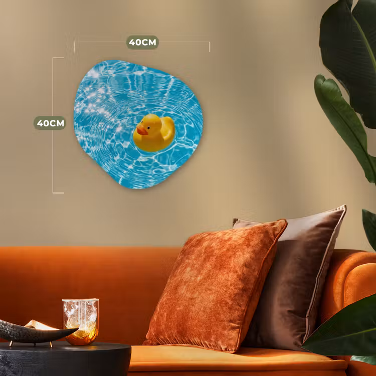 Badeend - Dobberen - Blauw Wandcirkel Organisch Forex 3mm klein -sfeer3