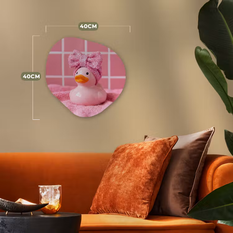Badeend -Strik - Roze Wandcirkel Organisch Forex 3mm klein -sfeer3