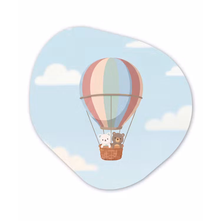 Luchtballon - Beren - Pastel Wandcirkel Organisch Forex 3mm klein -3d