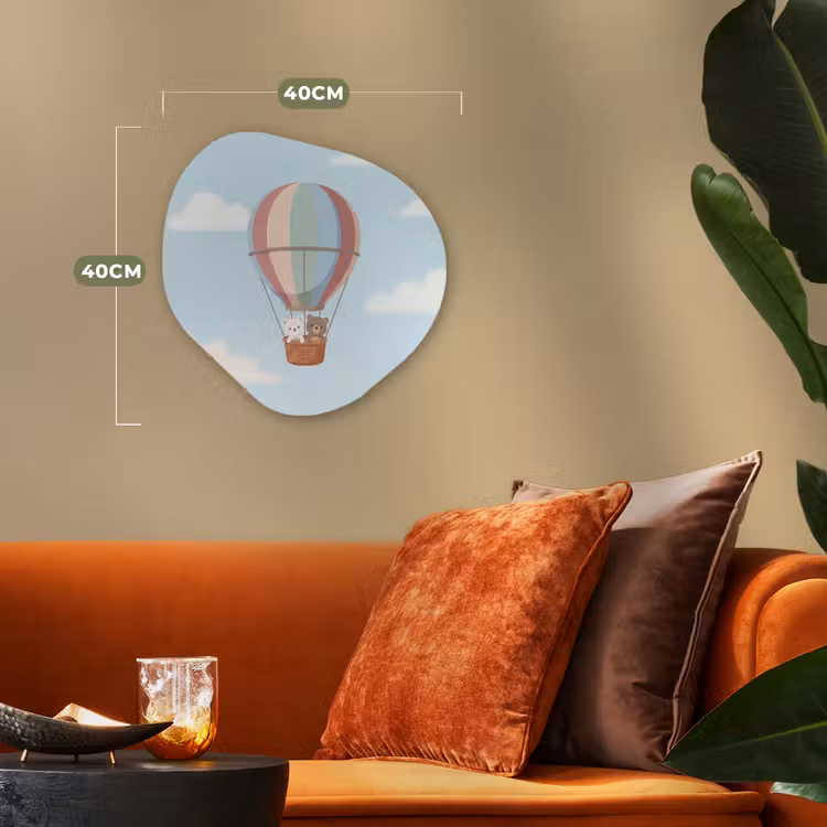 Luchtballon - Beren - Pastel Wandcirkel Organisch Forex 3mm klein -sfeer3