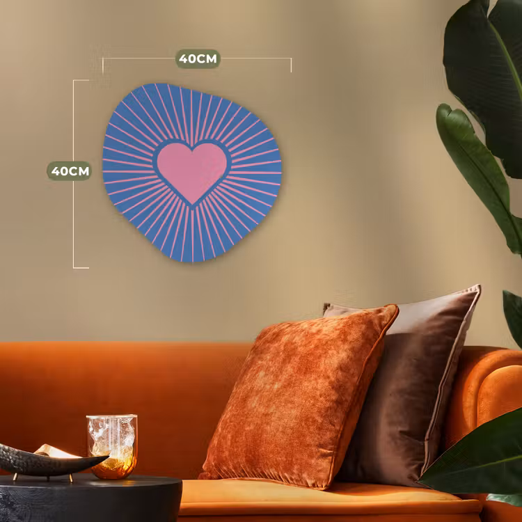 Hart - Stralen - Liefde - Modern - Roze Wandcirkel Organisch Forex 3mm klein -sfeer3