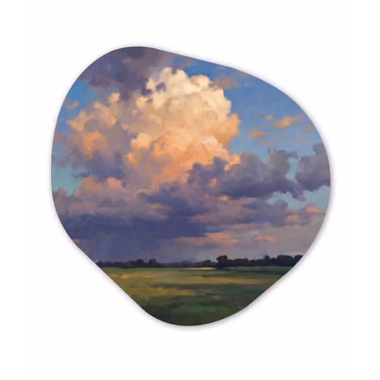 Lucht - Wolken - Landschap - Modern - Oranje Wandcirkel Organisch Forex 3mm klein -3d