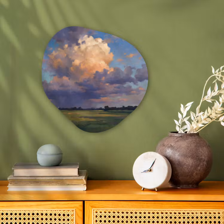 Lucht - Wolken - Landschap - Modern - Oranje Wandcirkel Organisch Forex 3mm klein -sfeer2