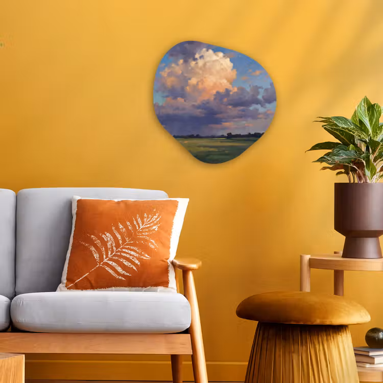 Lucht - Wolken - Landschap - Modern - Oranje Wandcirkel Organisch Forex 3mm klein -sfeer4